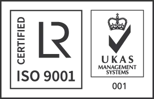 ISO 9001-certificeringsmærke fra LRQA med UKAS-akkreditering